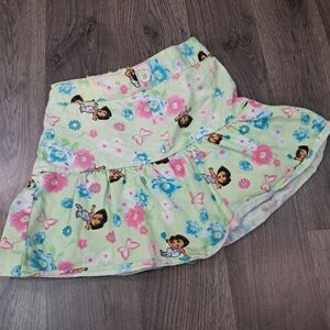 Y2K Green Floral Dora The Explorer All Over Print Skirt Skort Size 3T